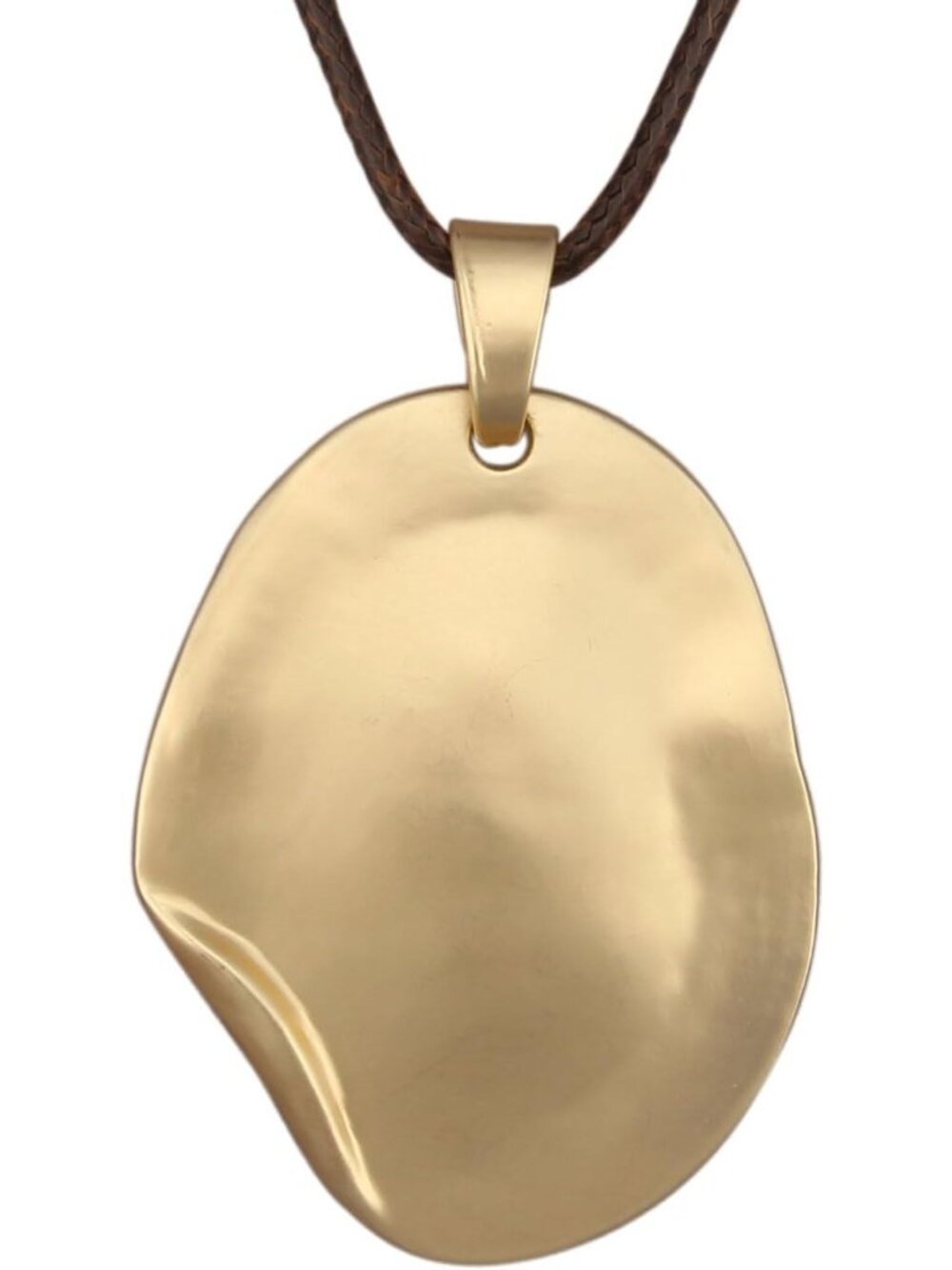 Women's Bohemian Matte Gold Irregular Round Geometric Cord Pendant Necklace